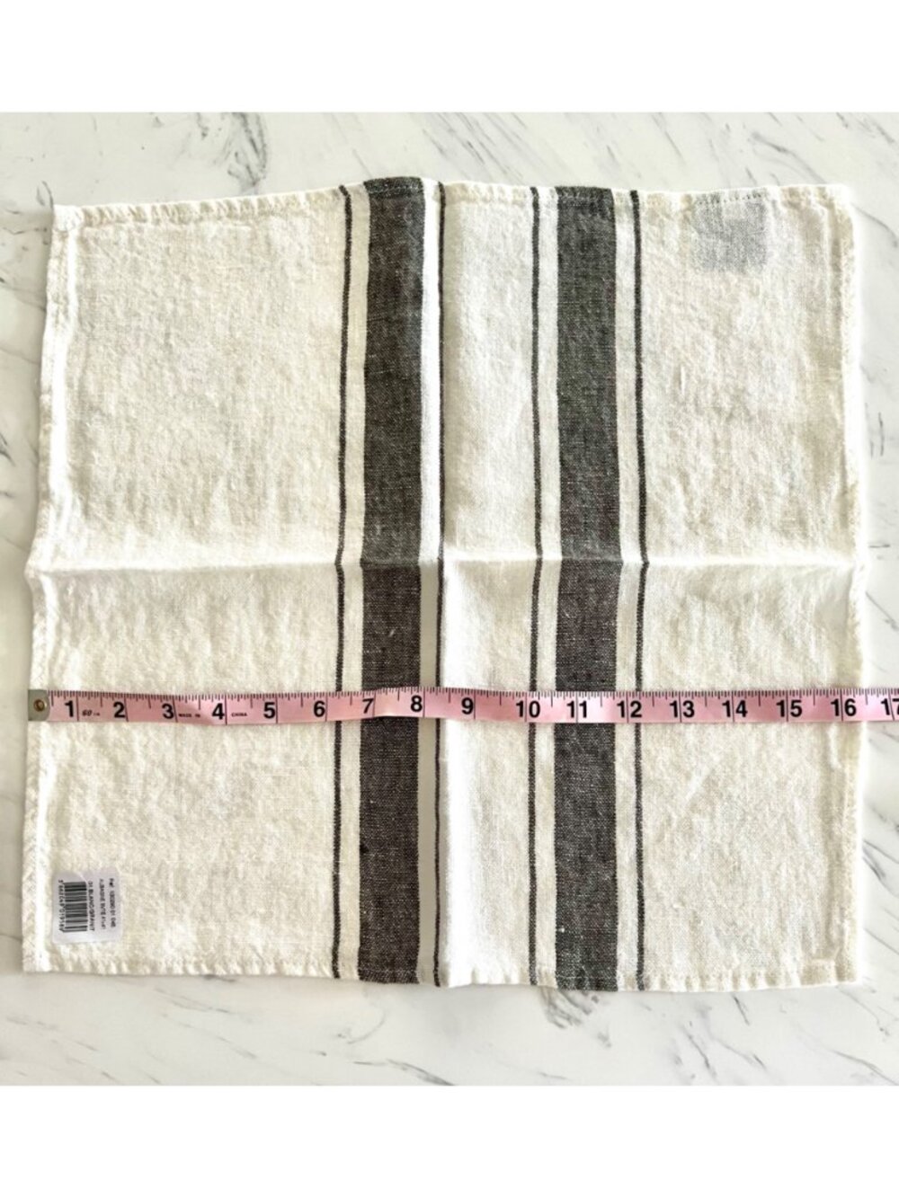 Set Of 5 French Black & White Striped 100% Linen Napkins Stonewash Farmhouse NWT - Picture 5 of 8